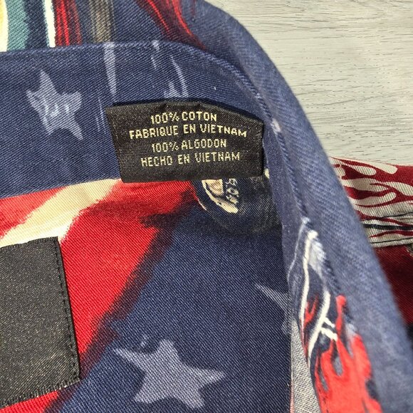 Redhead Men's Shirt Sz XL Short Sleeved American Flag Classic Cars 4rth of July - Picture 8 of 8